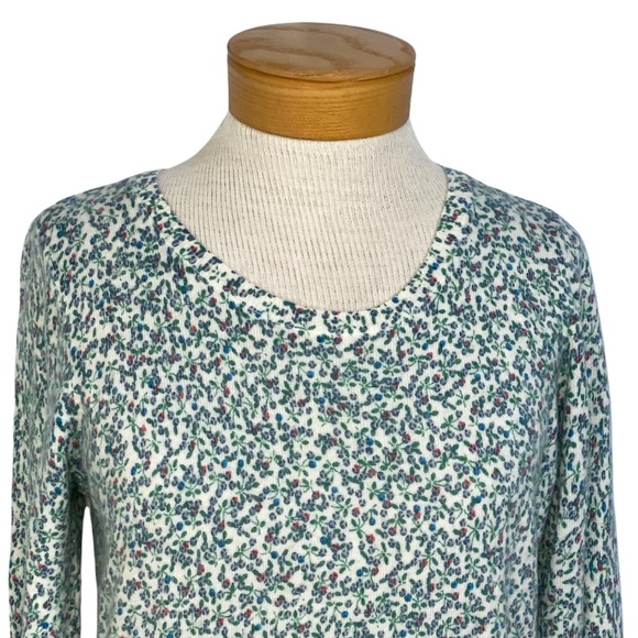 LOFT Floral Crew Neck Wool Blend Sweater M - Picture 5 of 8